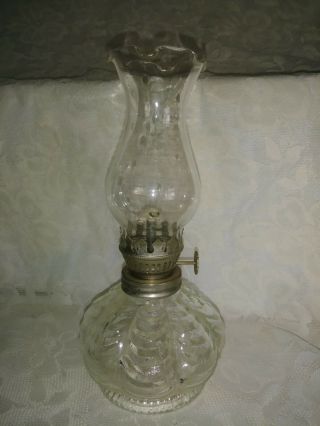 Vintage 7.  5 " Clear Glass Oil Lamp