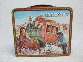 1973 Gunsmoke Tv Western Lunchbox Stagecoach On Backside 7.  5