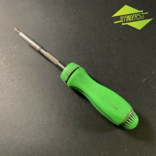 Vintage Snap - On Ssomr48 Fluro Green Ratcheting Screwdriver Made In Usa,  Bits