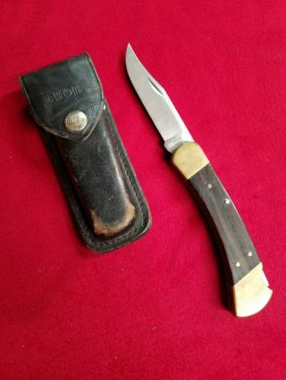 Vintage Buck 110 Folding Hunter Knife 4 - Dot W/ Leather Sheath 80 