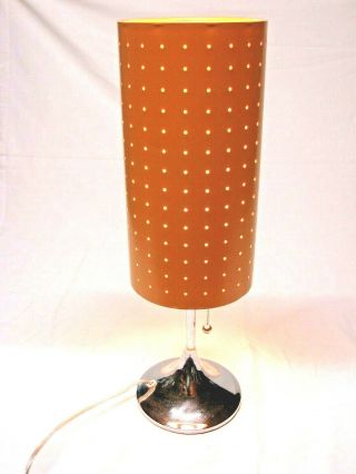 Retro Mid Century Style Perforated Shade Table Lamp With Pull Chain Switch