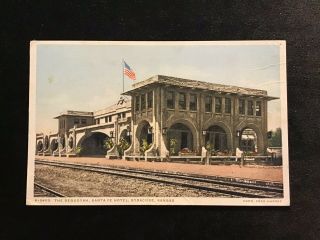 Vintage Fred Harvey Pc Santa Fe Railroad Hotel The Sequoyah Hotel Syracuse Ks