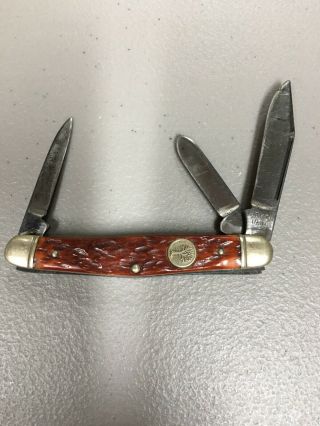 Vintage Pocket Knife/3 Bl/boker U.  S.  A.  8585 Tree/stag Scales/strong Snap/v.  Good