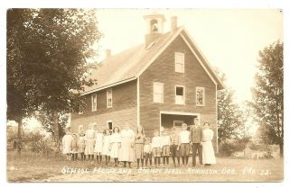 School House Boys Girls Grange Hall Atkinson Corner Maine Me Photo Rppc Postcard