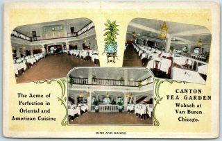 1930s Chicago Postcard Canton Tea Garden Chinese Restaurant Wabash & Van Buren