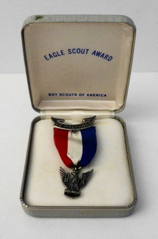 Bsa Boy Scouts Be Prepared Sterling Silver Eagle Scout Award Pin Badge & Box