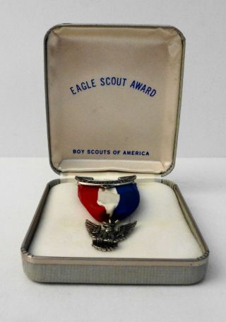BSA Boy Scouts Be Prepared Sterling Silver Eagle Scout Award Pin Badge & Box 2