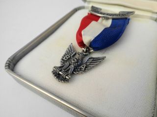 BSA Boy Scouts Be Prepared Sterling Silver Eagle Scout Award Pin Badge & Box 4
