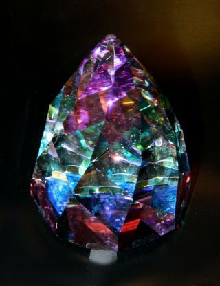 Swarovski Crystal Rio Aurora Vittrail Cone Shaped Paperweight,  Old Mark,