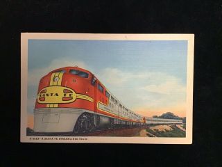 Vintage Fred Harvey Linen Pc Santa Fe Railroad Transcontinental Streamline Train