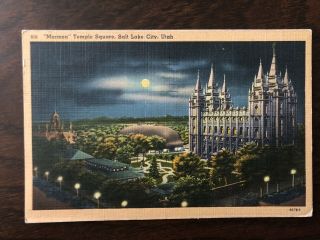 Utah Ut Salt Lake City Mormon Temple Square Postcard Old Vintage Card Linen