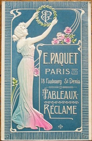 Art Nouveau 1905 French Advertising Postcard - Tableaux - Reclame,  Ad Art Company