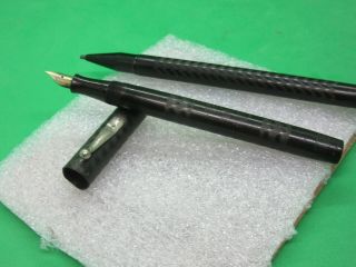 Antique Watermans Black Hard Rubber Fountain Pen And Hard Rubber Pencil (pair)