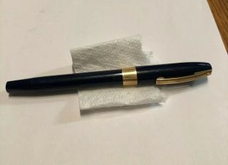 Vintage Sheaffer Blue And Gold Fountain Pen With 14 Kt Gold Nib
