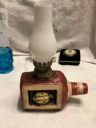 Vintage Miniature Oil Lamp Ship In A Bottle Signed