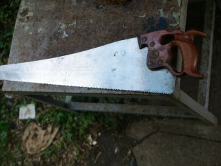 Vintage 28 " Panel Hand Rip Saw Thumb Hole Tool D8 By Henry Disston & Sons