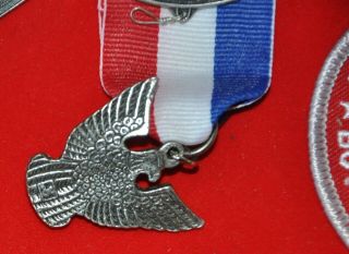 Vintage BSA Boy Scouts Of America Stange Eagle Medal Ribbon Patch Pin Case Box 3