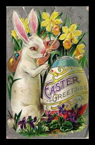 Dr Jim Stamps Us Easter Greeting Bunny Exaggerated Egg Postcard 1911