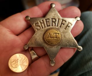 Antique Obsolete Arizona Territory Sheriff Sterling Silver Badge Old West Star