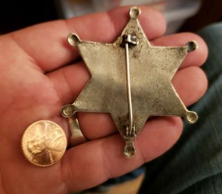 Antique obsolete Arizona Territory Sheriff sterling Silver BADGE old west star 2