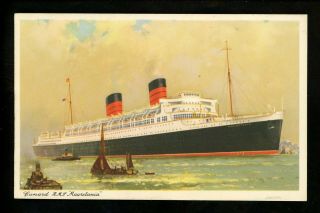 Ship Postcard Cunard Rms Mauretania Ocean Liner Vintage England Printed