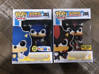 Pop Sonic With Ring Gitd Tru Exclusive,  Shadow With Chao Hot Topic Exclusive