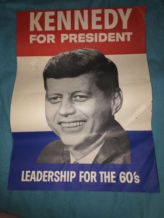 1963 Vintage John F.  Kennedy Campaign Poster Rare