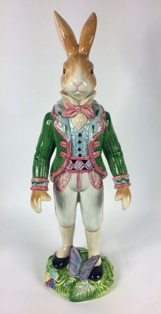 Fitz And Floyd Classics Old World Rabbits Figure Easter Butterfly Male 14.  5”