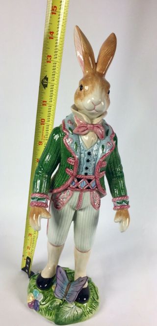 Fitz And Floyd Classics Old World Rabbits Figure Easter Butterfly Male 14.  5” 5