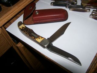 Schrade Knife Folding Hunter 2 Blade Usa 227uh Uncle Henry & Sheath Old Stoc