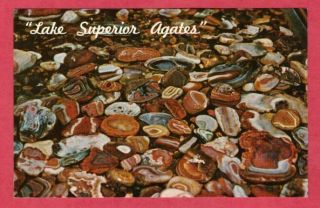 Lake Superior Agates Postcard Michigan Rock Hounds Stones Upper Peninsula Mi
