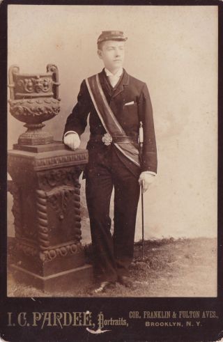 Antique Cabinet Photo - Man In Uniform With Sword?.  Brooklyn.  N.  Y.  Studio