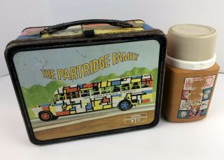 Vintage Metal The Partridge Family Lunchbox And Thermos Bright Retro School