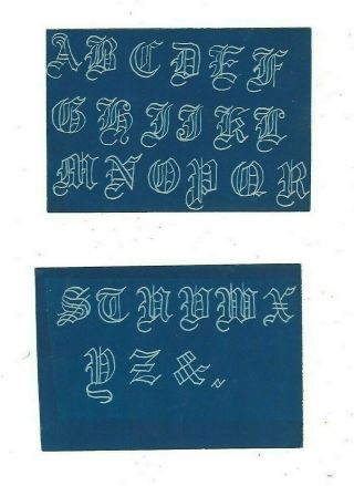 2 Cyanotype Postcards - Spelling Out The Alphabet (a - B - C).  - - - 3 - 1/2 X 5 Script