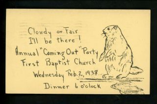 Animal Postcard Woodchuck First Baptist Church On Postal Card Fairmont Wv