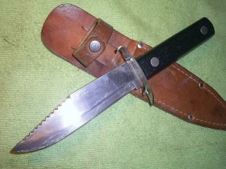 Vintage Colonial Usa Bowie 8.  5 " Knife,  Sheath Rare Old Hunt Camp Survival Tool Nr