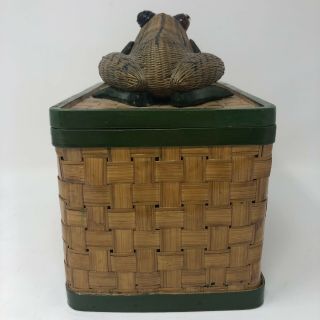 Shanghai Chinese FROG Lacquer Woven Wicker Box with Lid Rattan 3D Decorative 4