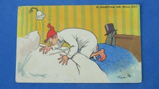 Tom Browne Comic Postcard 1905 Bed Bugs Pest Control A Hunting We Will Go