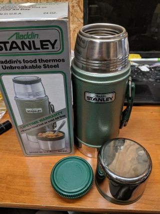 Aladdin Stanley A1350b Wide Mouth Steel Thermos Made In Usa 24oz Hot & Cold Box