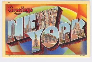 Big Large Letter Vintage Postcard Greetings From York 6