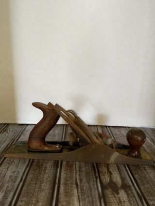 Vintage Stanley Bailey Hand Wood Plane No.  5 Woodworking Smooth Bottom