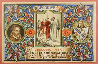 Dr Who Vintage Italy Vatican Postcard Pope Gregory Xiv 33735