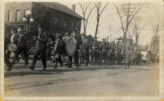 Rutland,  Vt Rppc Military Marching To The Railroad Station Probably 1918