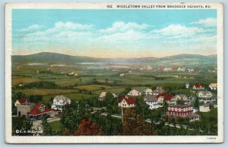 Postcard Md View Of Middletown Valley From Braddock Heights C1930s S8