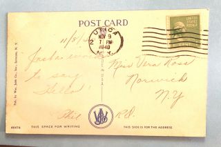 Postcard NY Utica York Large Letter Linen Posted 1940 Vintage A1 2