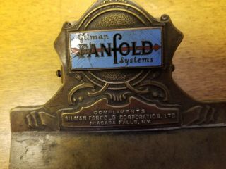 Antique Vintage 1927 - 1930 Brass Clipboard Gilman Fanfold Systems - Niagara Falls