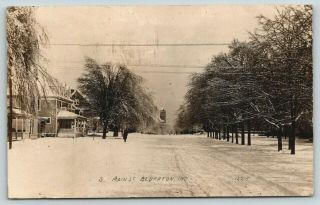 Bluffton Indiana South Main Street Homes In Winter Snow Covered Trees 1909 Rppc
