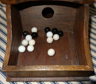 Vintage Wood Black Ball Ballot Voting Box w/Marbles Masonic Lodge Fraternal Org 4