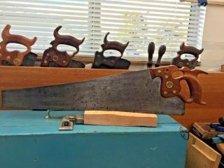 Disston D8 Thumbhole 26 " 51/2 Ppi - 1896 - 1917 - Restored Sharp Handsaw