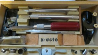 Vintage X - ACTO Wood Carving Knife Set,  Over 30pcs.  Wood Box,  Great Cond. 2